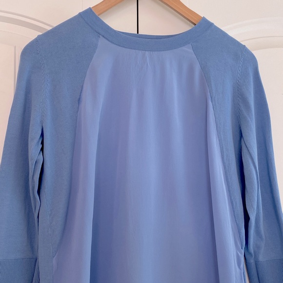 COS Mixed‎ Silk 3/4 Sleeve Women's Blouse Top Size XS Blue - Picture 2 of 9